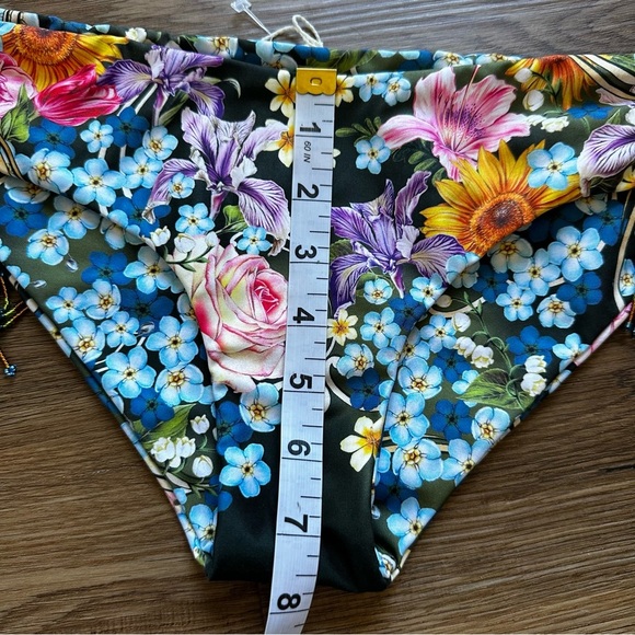 Agua Bendita Small Eda Dreamin Print Tie Side Bikini Swim Bottoms Beads NWT - Picture 8 of 9